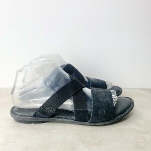 Born‎ Comfort Sandals Women Size 8 Shoes Black Leather Flip Flops Slip On